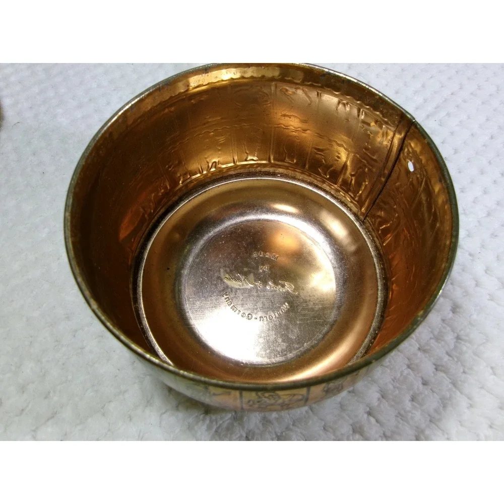 Fricke & Nacke‎ Tin Canister Brass Tone Vintage Greek Roman Figures